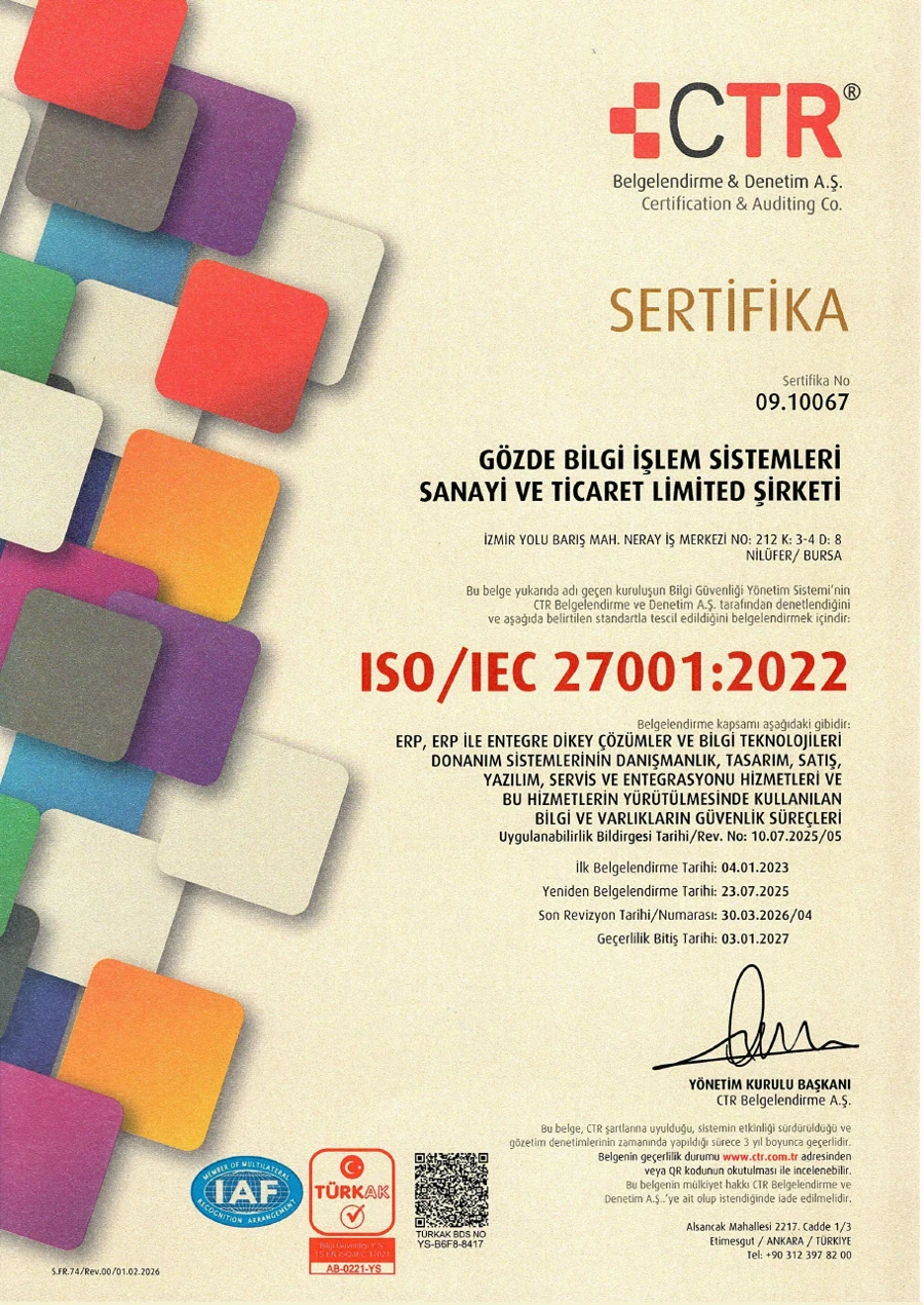 ISO/IEC 27001:2022 sertifika belgesinin önizlemesi